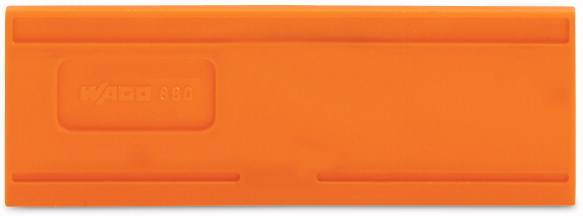 Ein orangefarbenes Kunststoff-Fliesenverlegewerkzeug mit rechteckiger Form und Herstellerlogo in der linken Ecke.