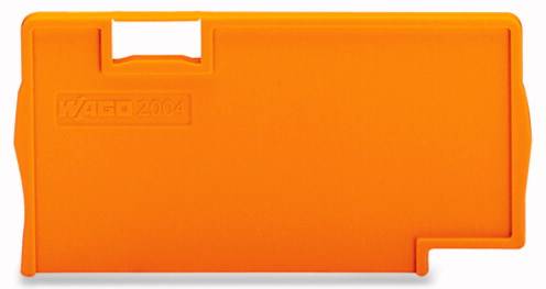 Ein orangefarbener Kunststoffabdeckdeckel mit eingraviertem Logo und der Zahl '2004'.
