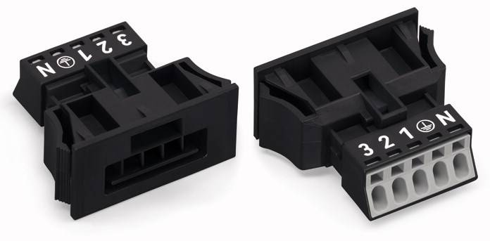 WAGO 890-715/006-000 Netz-Steckverbinder WINSTA MINI Stecker, gerade Gesamtpolzahl: 5 13A Schwarz 50St.