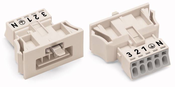 WAGO 890-735 Netz-Steckverbinder WINSTA MINI Stecker, gerade Gesamtpolzahl: 5 13A Weiß 50St.