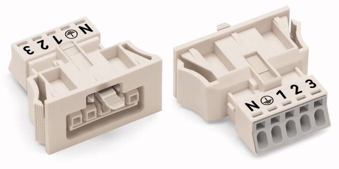 WAGO 890-725 Netz-Steckverbinder WINSTA MINI Buchse, gerade Gesamtpolzahl: 5 13 A Weiß 50 St.