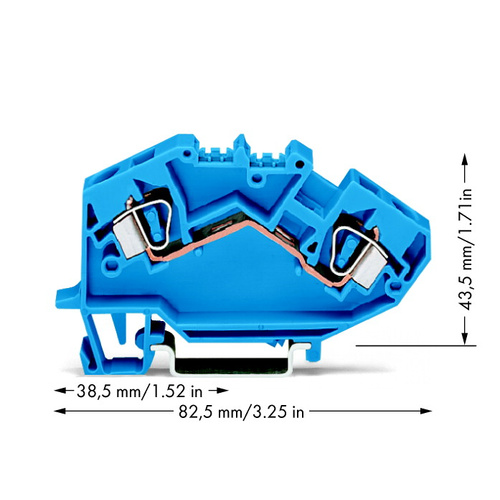 WAGO 782-604 Durchgangsklemme 8mm Zugfeder Belegung: N Blau 25St.