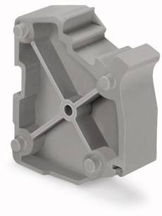 Graues, sechseckiges Bauteil aus Metall mit Befestigungspunkten an den Ecken und strukturierten Kanten. Verwendet in mechanischen Konstruktionen.