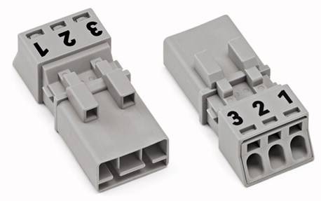 WAGO 890-253 Netz-Steckverbinder WINSTA MINI Stecker, gerade Gesamtpolzahl: 3 16A Grau 50St.