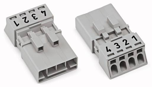 WAGO 890-254 Netz-Steckverbinder WINSTA MINI Stecker, gerade Gesamtpolzahl: 4 16 A Grau 50 St.