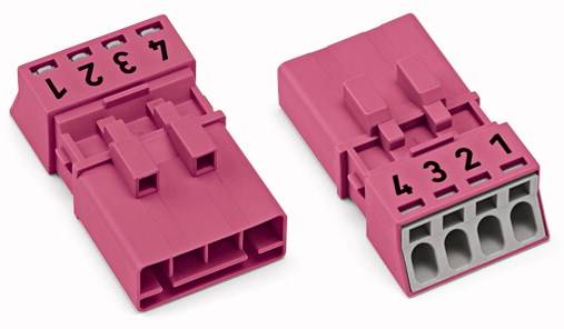 WAGO 890-294 Netz-Steckverbinder WINSTA MINI Stecker, gerade Gesamtpolzahl: 4 16A Pink 50St.