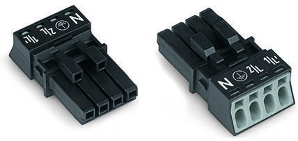 WAGO 890-204 Netz-Steckverbinder WINSTA MINI Buchse, gerade Gesamtpolzahl: 4 16A Schwarz 50St.