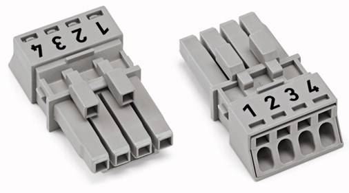 WAGO 890-244 Netz-Steckverbinder WINSTA MINI Buchse, gerade Gesamtpolzahl: 4 16A Grau 50St.