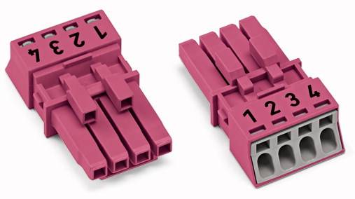WAGO 890-284 Netz-Steckverbinder WINSTA MINI Buchse, gerade Gesamtpolzahl: 4 16 A Pink 50 St.