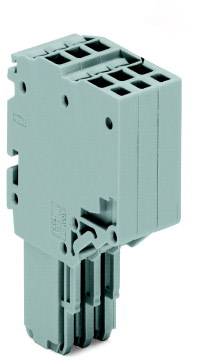 Ein rechteckiger, grauer Steckverbinder mit mehreren Steckplätzen, verwendet für elektrische Verbindungen in industriellen Anwendungen.