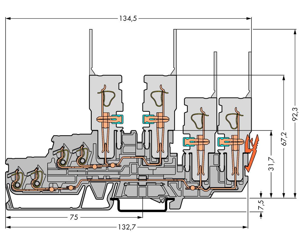 WAGO 870-131 Basisklemme 5mm Zugfeder Belegung: L, L Grau 40St.