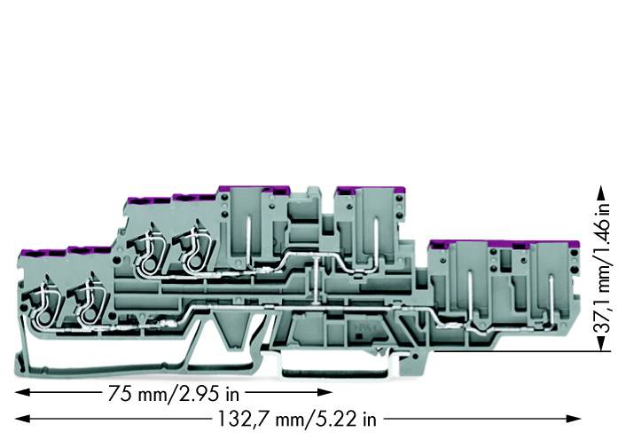 WAGO 870-138 Doppelstock-Durchgangsklemme 5mm Zugfeder Belegung: L Grau 40St.