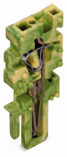 Grüner 3D-gedruckter Schlüssel-Haltereinsatz mit abstraktem Design, abgerundeten Kanten und eingebautem Metallclip.