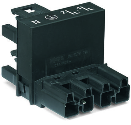 WAGO Netz-H-Verteiler Netz-Stecker - Netz-Buchse, Netz-Buchse Gesamtpolzahl: 4 Weiß 25 St.