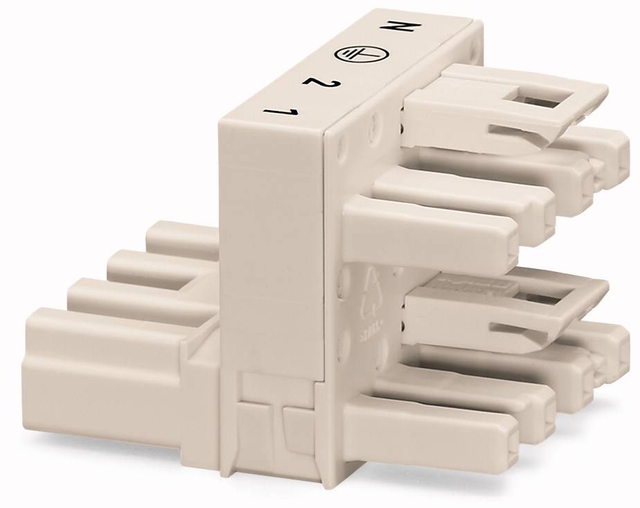 WAGO Netz-H-Verteiler Netz-Stecker - Netz-Buchse, Netz-Buchse Gesamtpolzahl: 4 Weiß 25St.