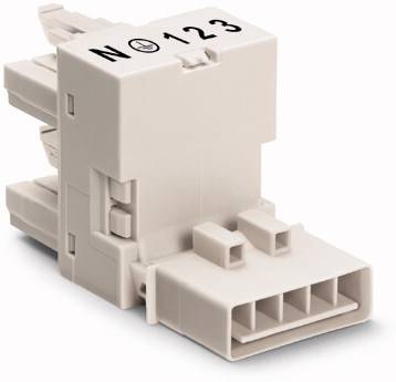 WAGO Netz-H-Verteiler Netz-Stecker - Netz-Buchse, Netz-Buchse Gesamtpolzahl: 5 Weiß 50St.