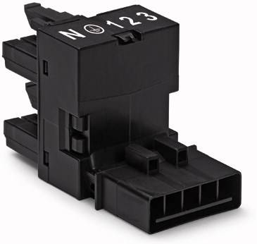 WAGO Netz-H-Verteiler Netz-Stecker - Netz-Buchse, Netz-Buchse Gesamtpolzahl: 5 Schwarz 50St.