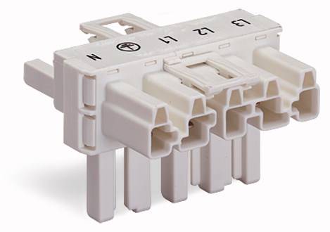 WAGO Netz-T-Verteiler Netz-Stecker - Netz-Buchse, Netz-Buchse Gesamtpolzahl: 5 Weiß 50St.