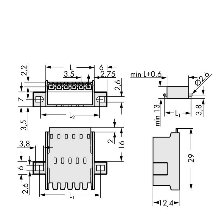 WAGO Einbau-Stiftleiste (Standard) 2091 Polzahl Gesamt 6 Rastermaß: 3.50mm 2091-1636/024-000 50St.