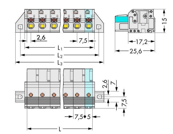 WAGO Buchsengehäuse-Kabel 2721 Polzahl Gesamt 12 Rastermaß: 7.50mm 2721-212/031-000 10St.