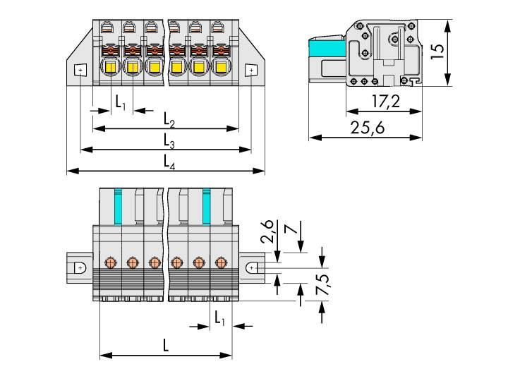 WAGO Buchsengehäuse-Kabel 2721 Polzahl Gesamt 7 Rastermaß: 5mm 2721-107/031-000 50St.