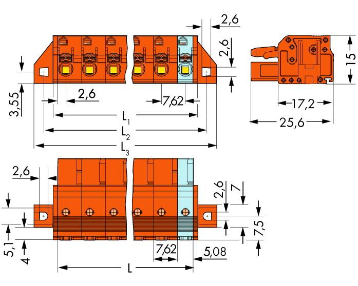WAGO Buchsengehäuse-Kabel 2231 Polzahl Gesamt 8 Rastermaß: 7.62 mm 2231-708/031-000 25 St.