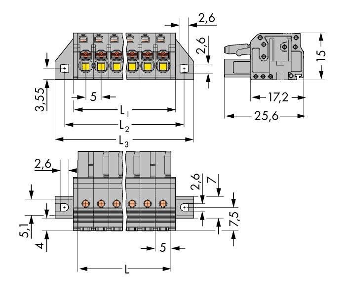 WAGO Buchsengehäuse-Kabel 2231 Polzahl Gesamt 15 Rastermaß: 5mm 2231-115/031-000 25St.