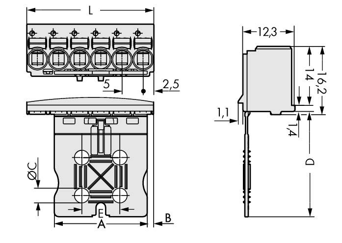 WAGO Stiftgehäuse-Platine 2092 Polzahl Gesamt 4 Rastermaß: 5mm 2092-1104/000-1000 200St.
