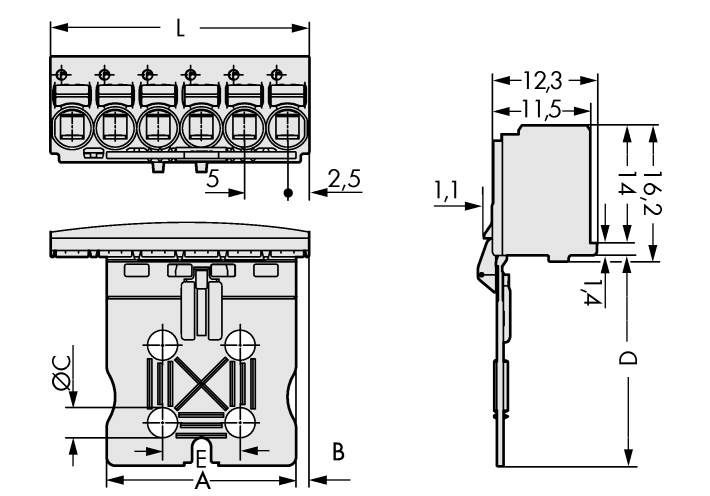WAGO Stiftgehäuse-Platine 2092 Polzahl Gesamt 4 Rastermaß: 5mm 2092-1104/002-000 200St.