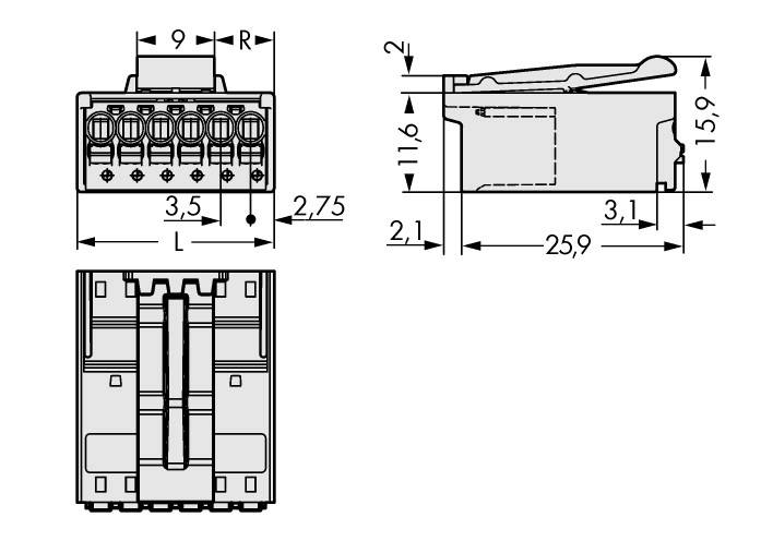 WAGO Stiftgehäuse-Platine 2091 Polzahl Gesamt 8 Rastermaß: 3.50mm 2091-1528/002-000 100St.