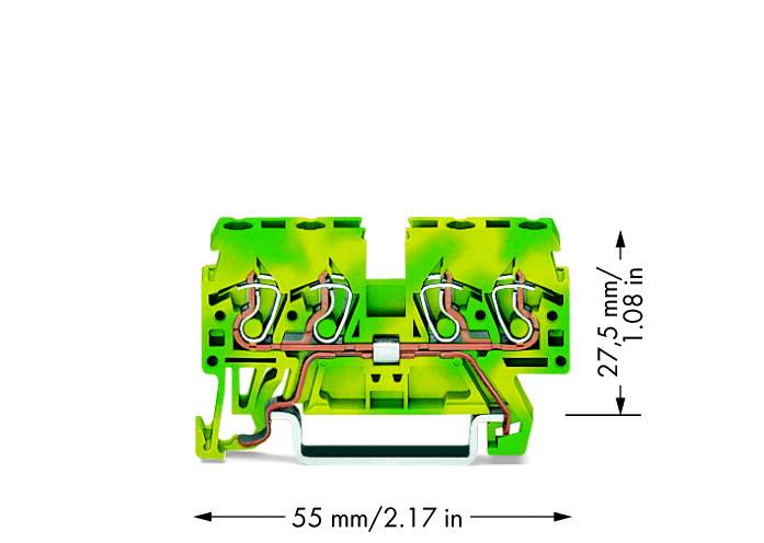 WAGO 870-837 Schutzleiterklemme 5 mm Zugfeder Belegung: PE Grün, Gelb 100 St.