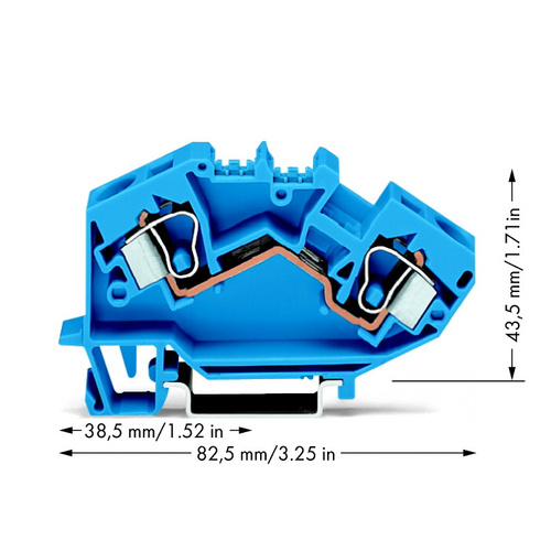WAGO 784-604 Durchgangsklemme 10mm Zugfeder Belegung: N Blau 25St.