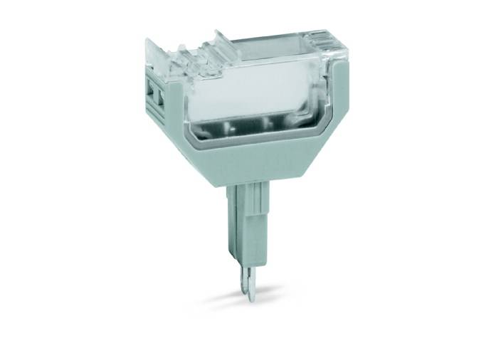 'Fadenschutzkäfig' in grauer Farbe, transparente Oberseite, zur Verwendung in einer elektrischen Komponente oder Verkabelungssystem.