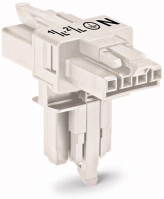 Ein grauer elektrischer Verbinder mit mehreren Steckplätzen und einem Aufdruck '12 N'; dient zur Verbindung von elektrischen Leitungen.