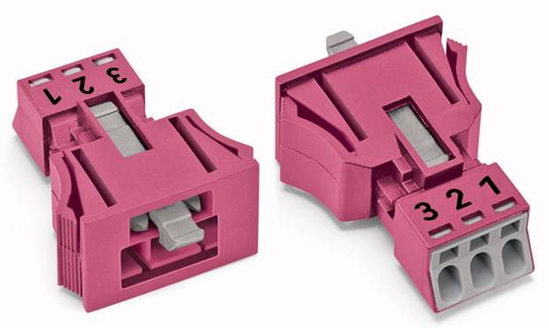 WAGO 890-793 Netz-Steckverbinder WINSTA MINI Stecker, gerade Gesamtpolzahl: 3 16 A Pink 50 St.