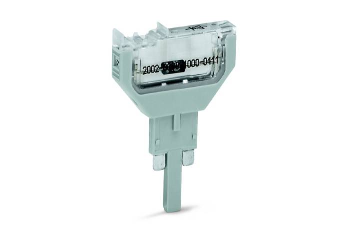 Ein transparenter Sicherungsstecker mit aufgedruckter Nummer. Geeignet für elektrische Anwendungen zur Verbindung und Sicherung.
