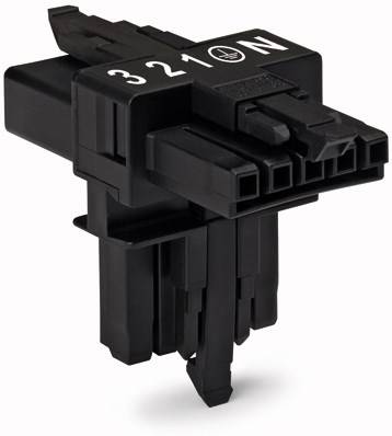 WAGO Netz-T-Verteiler Netz-Stecker - Netz-Buchse, Netz-Buchse Gesamtpolzahl: 5 Schwarz 25 St.