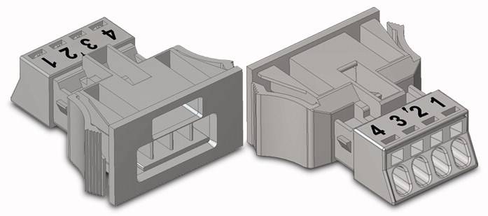 WAGO 890-754 Netz-Steckverbinder WINSTA MINI Stecker, gerade Gesamtpolzahl: 4 16A Grau 50St.