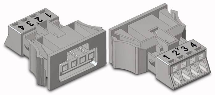 WAGO 890-744 Netz-Steckverbinder WINSTA MINI Buchse, gerade Gesamtpolzahl: 4 16 A Grau 50 St.