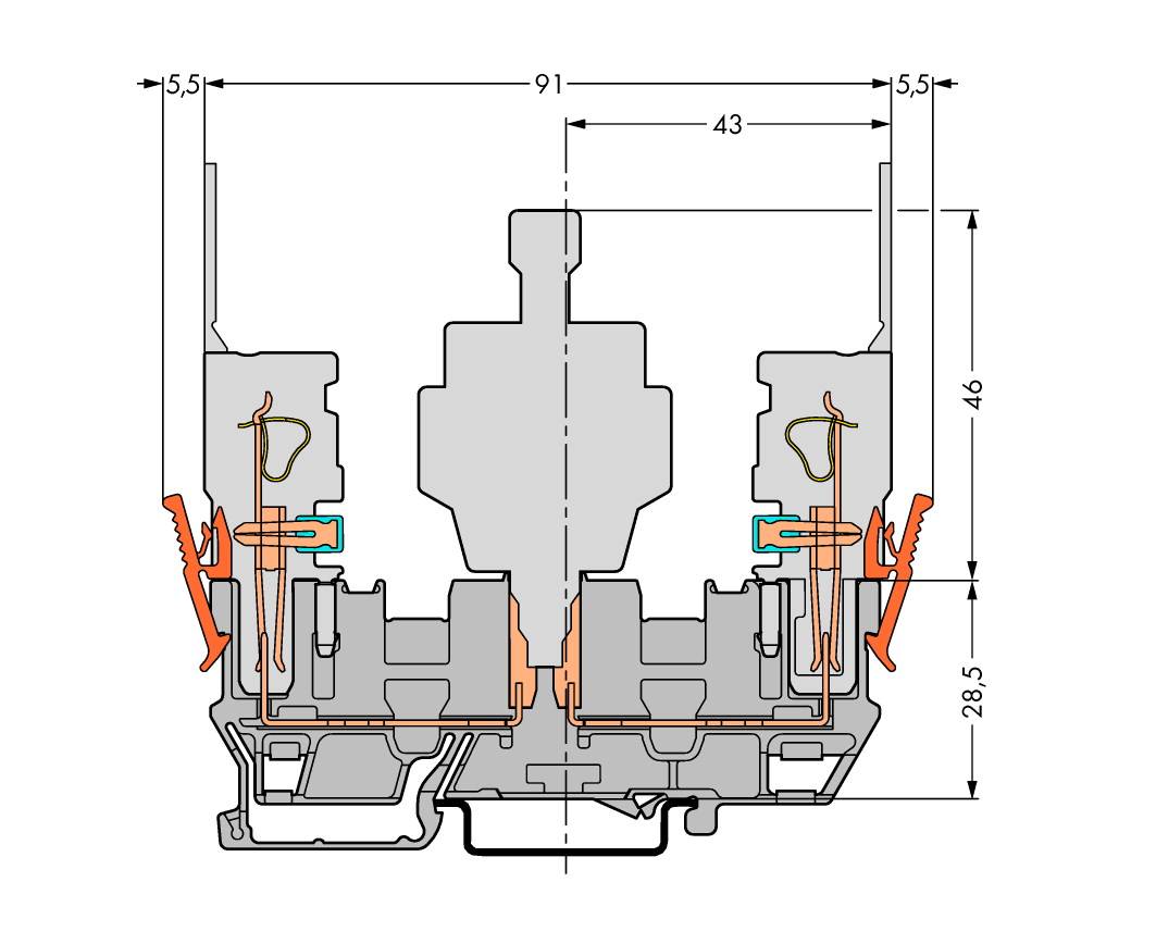 WAGO 769-161 Basisklemme 5mm Zugfeder Belegung: L Grau 50St.