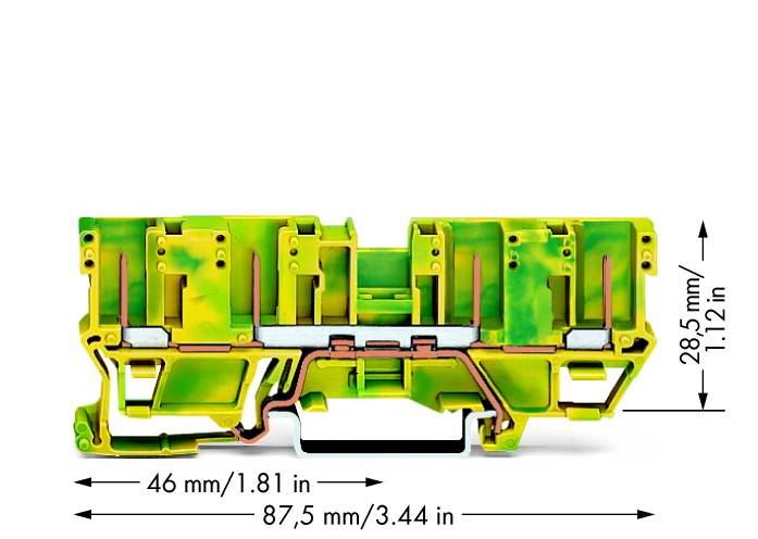 WAGO 769-207 Schutzleiterklemme 5mm Steck-Klemm Belegung: PE Grün, Gelb 50St.