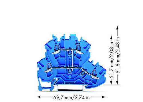 WAGO 2002-2209 Doppelstock-Durchgangsklemme 5.20 mm Zugfeder Belegung: N Blau 50 St.
