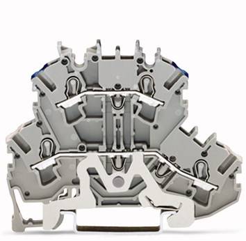 WAGO 2002-2218 Doppelstock-Schirmleiterklemme 5.20mm Zugfeder Belegung: N Grau 50St.