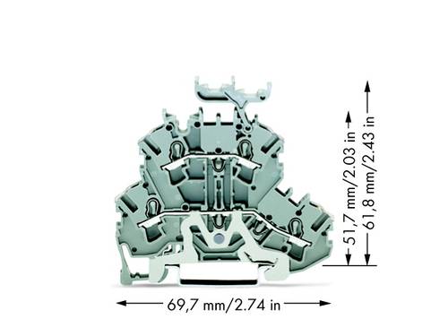 WAGO 2002-2258 Doppelstock-Schirmleiterklemme 5.20 mm Zugfeder Belegung: L Grau 50 St.