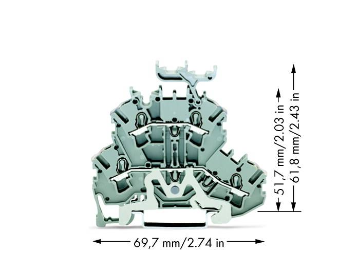 WAGO 2002-2258 Doppelstock-Schirmleiterklemme 5.20 mm Zugfeder Belegung: L Grau 50 St.