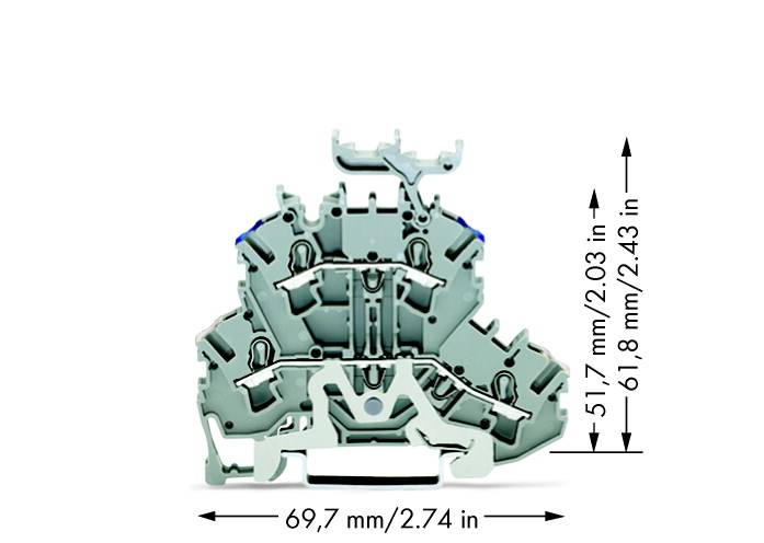 WAGO 2002-2248 Doppelstock-Schirmleiterklemme 5.20mm Zugfeder Belegung: N Grau 50St.