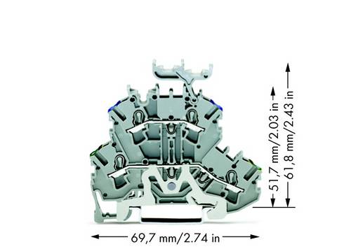 WAGO 2002-2247 Doppelstock-Schutzleiterklemme 5.20 mm Zugfeder Belegung: PE, N Grau 50 St.