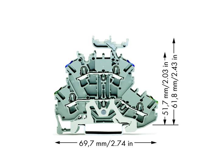 WAGO 2002-2247 Doppelstock-Schutzleiterklemme 5.20 mm Zugfeder Belegung: PE, N Grau 50 St.