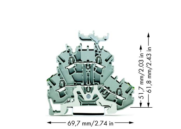 WAGO 2002-2257 Doppelstock-Schutzleiterklemme 5.20mm Zugfeder Belegung: PE, L Grau 50St.