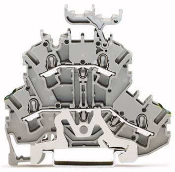 WAGO 2002-2257 Doppelstock-Schutzleiterklemme 5.20mm Zugfeder Belegung: PE, L Grau 50St.